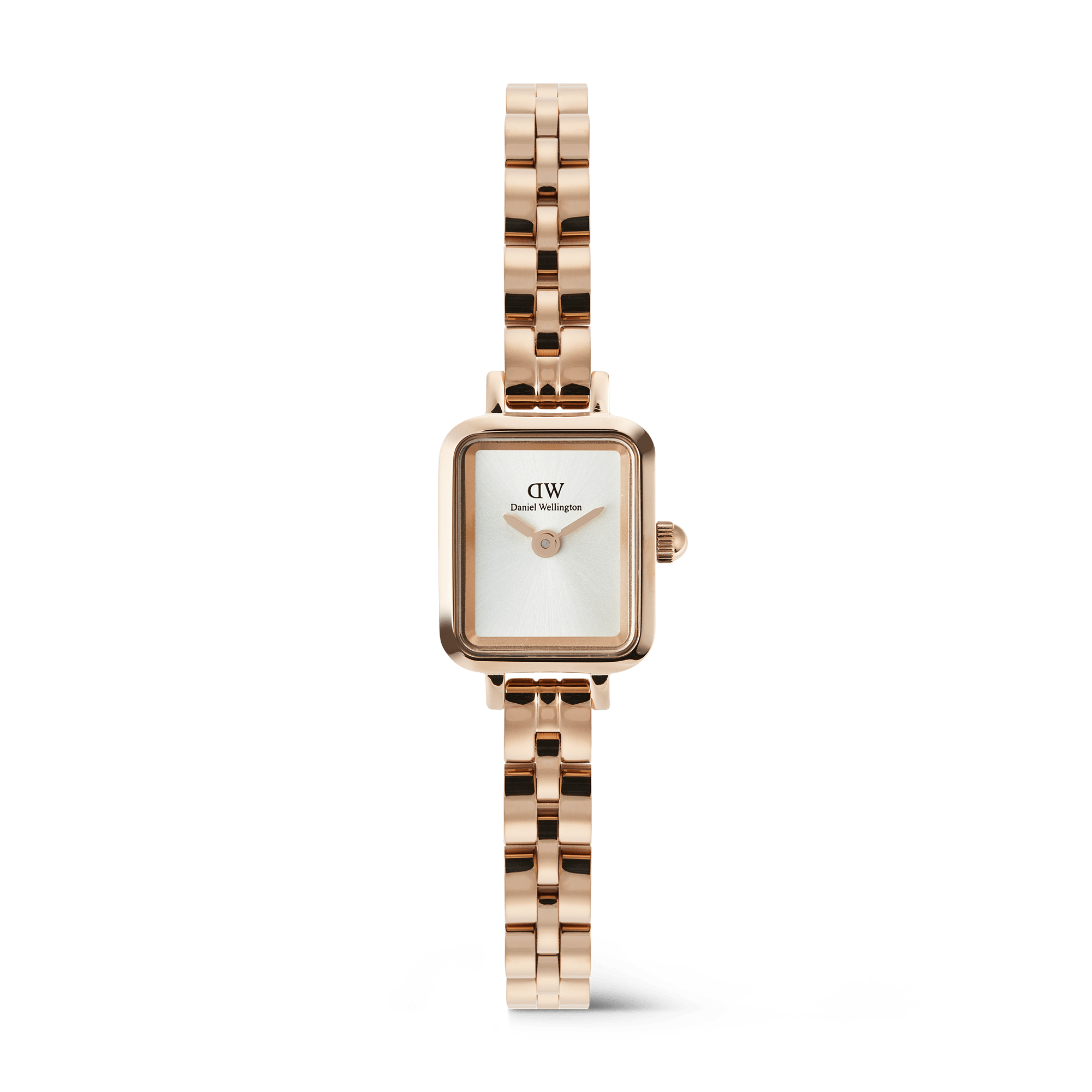 ساعة Daniel Wellington Quadro Mini Arch 3-link نسائية بلون الذهب الوردي 15.4 × 18.2 مم