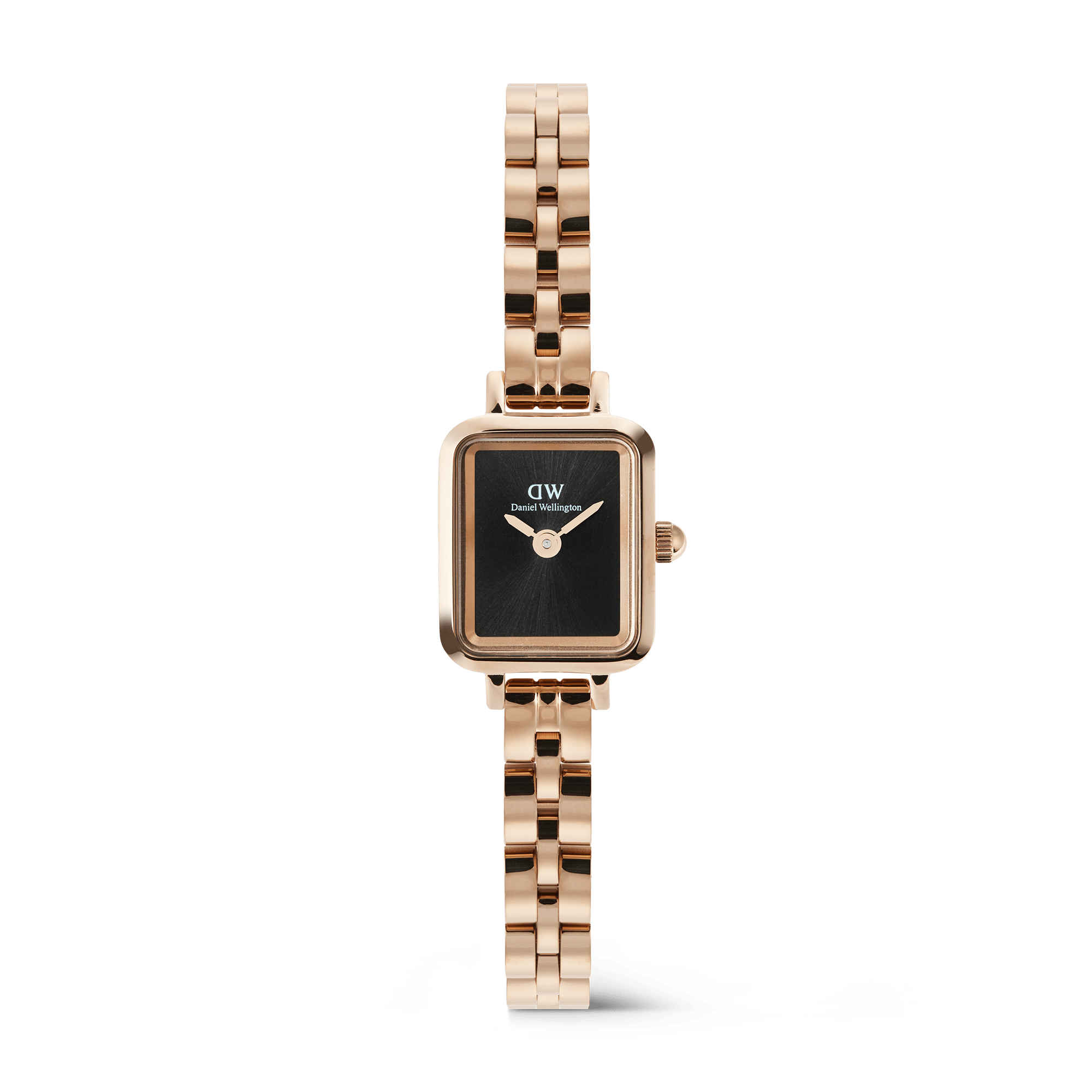 ساعة Daniel Wellington Quadro Mini Arch 3-link Onyx Sunray نسائية بالذهب الوردي 15.4 × 18.2 مم