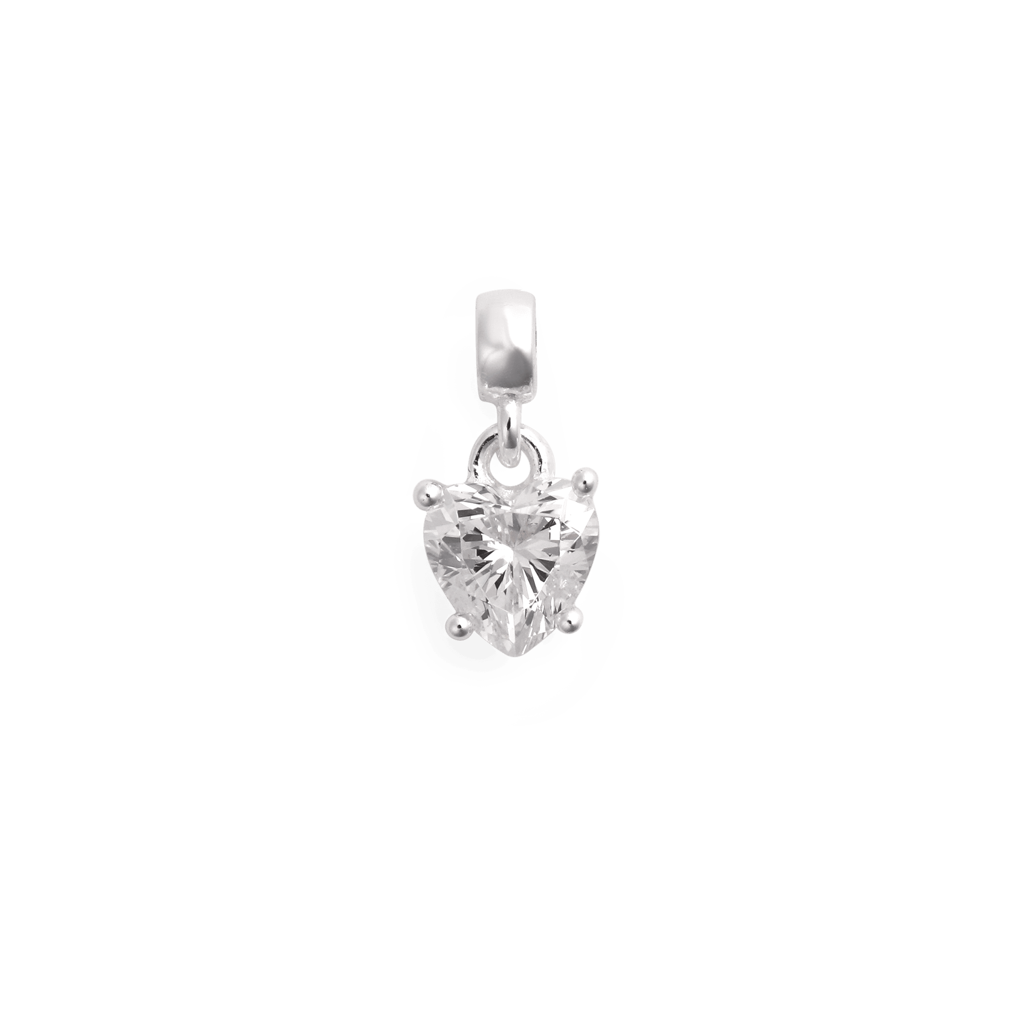 حلية Heart White Crystal فضة S925 استرليني